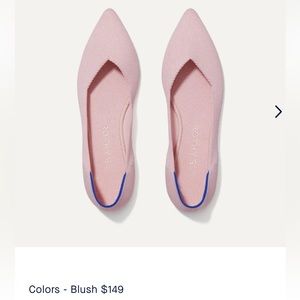 Rose colored flat from Rothy’s. Washable. No stains.